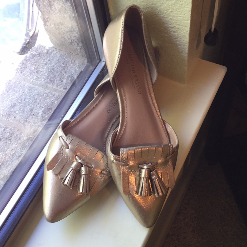 Christian Siriano Amelie Gold Tassel Flats Size 8